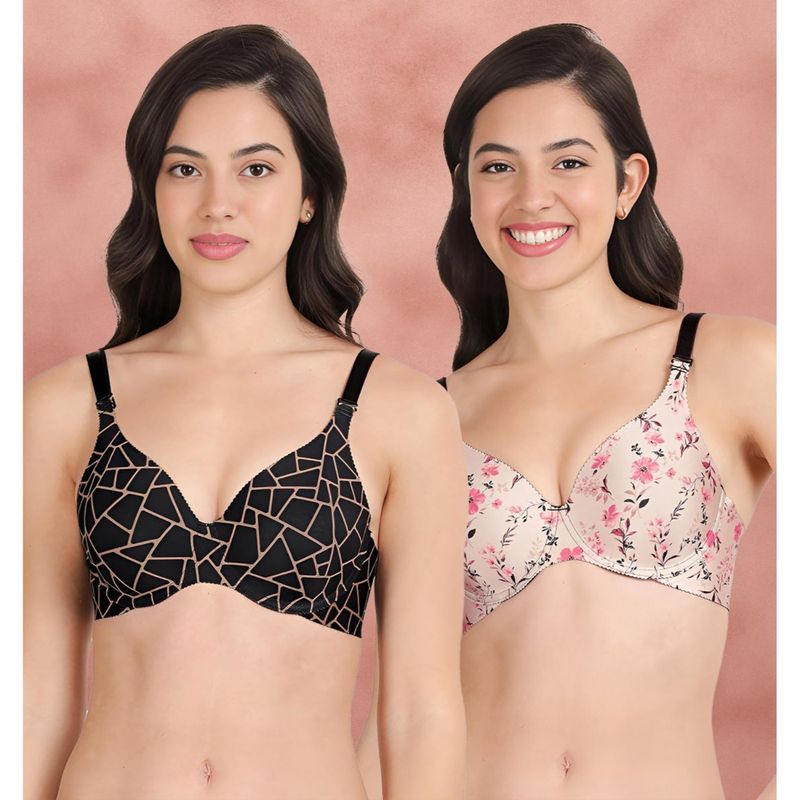 Shyaway Broad Winged Seamless Multiway Wired T-Shirt Bras (Pack of 2) (32B)