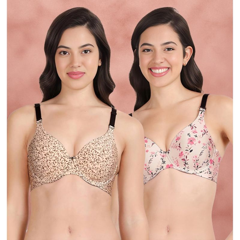 Shyaway Broad Winged Seamless Multiway Wired T-Shirt Bras (Pack of 2) (32B)