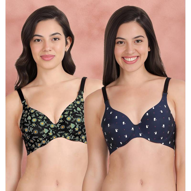 Shyaway Broad Winged Seamless Multiway Wired T-Shirt Bras (Pack of 2) (32B)