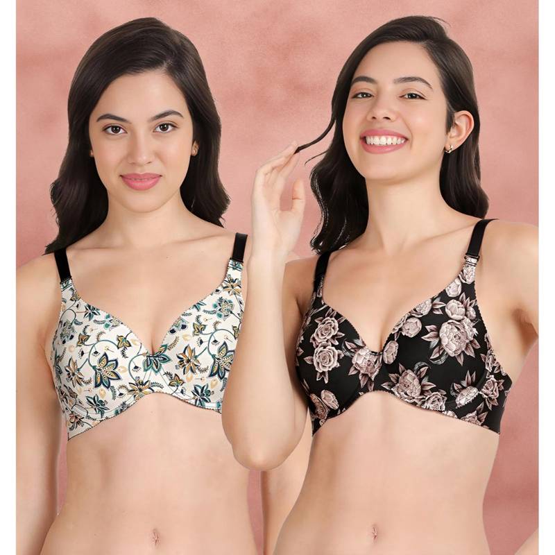 Shyaway Broad Winged Seamless Multiway Wired T-Shirt Bras (Pack of 2) (32B)