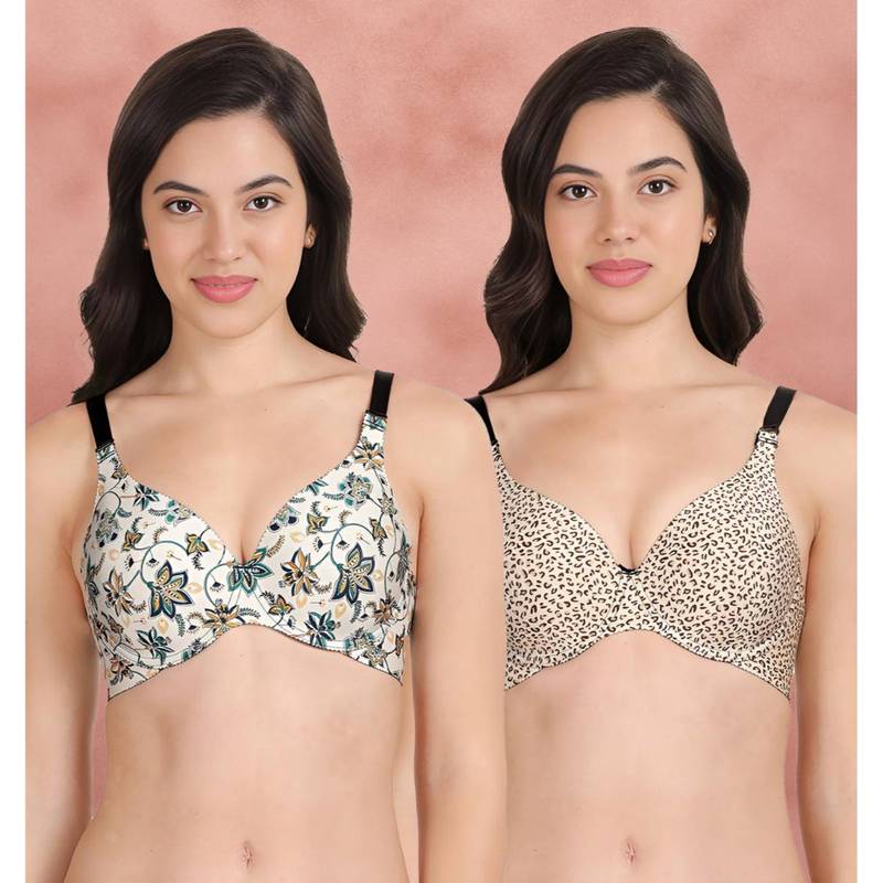 Shyaway Broad Winged Seamless Multiway Wired T-Shirt Bras (Pack of 2) (32B)
