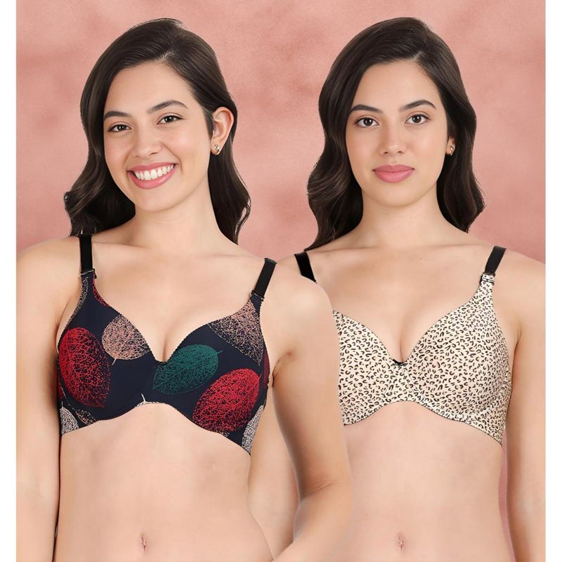Shyaway Broad Winged Seamless Multiway Wired T-Shirt Bras (Pack of 2) (32B)