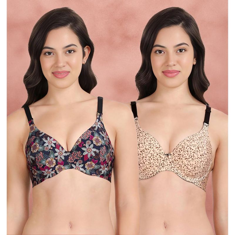 Shyaway Broad Winged Seamless Multiway Wired T-Shirt Bras (Pack of 2) (32B)