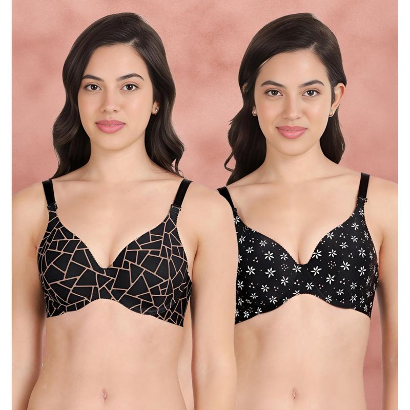 Shyaway Broad Winged Seamless Multiway Wired T-Shirt Bras (Pack of 2) (32B)