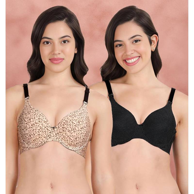 Shyaway Broad Winged Seamless Multiway Wired T-Shirt Bras (Pack of 2) (32B)
