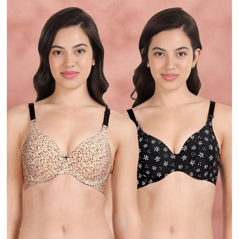 Shyaway Broad Winged Seamless Multiway Wired T-Shirt Bras (Pack of 2) (32B)
