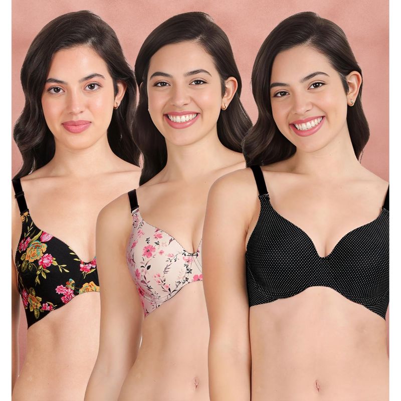 Shyaway Broad Winged Seamless Multiway Wired T-Shirt Bras (Pack of 3) (32B)