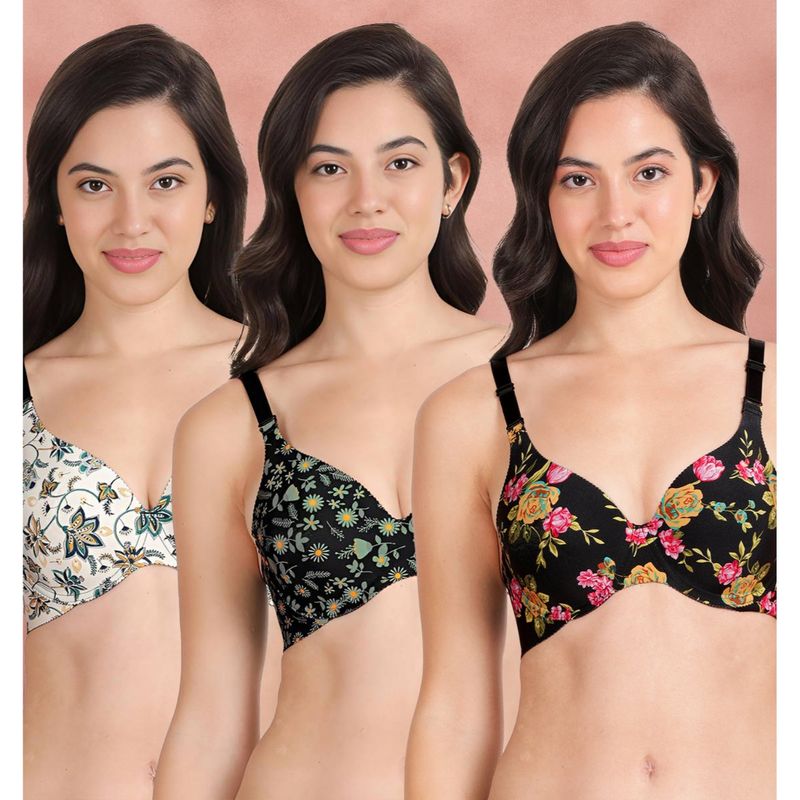 Shyaway Broad Winged Seamless Multiway Wired T-Shirt Bras (Pack of 3) (32B)