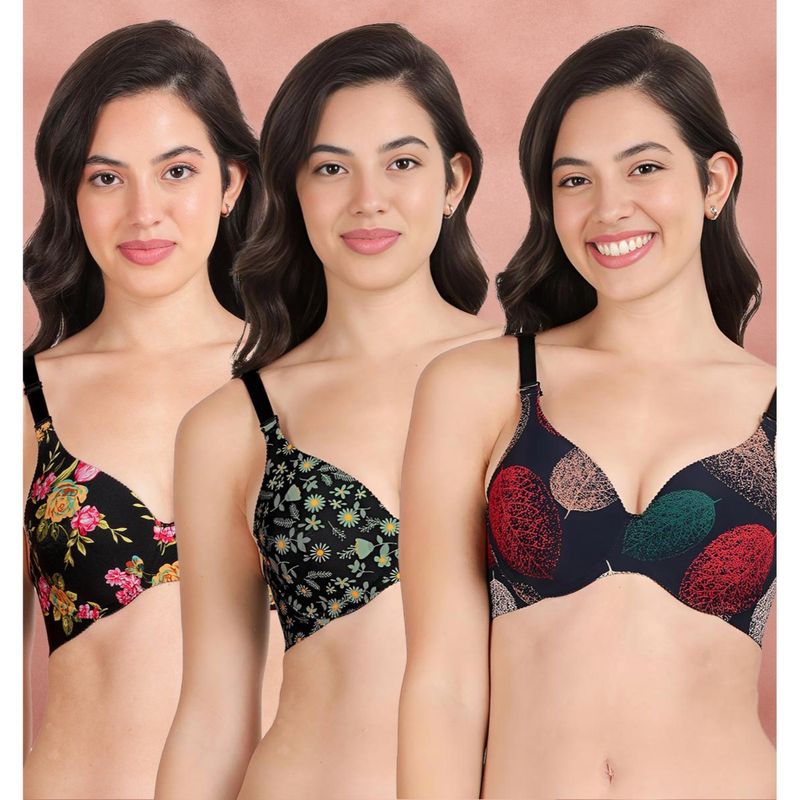 Shyaway Broad Winged Seamless Multiway Wired T-Shirt Bras (Pack of 3) (32B)