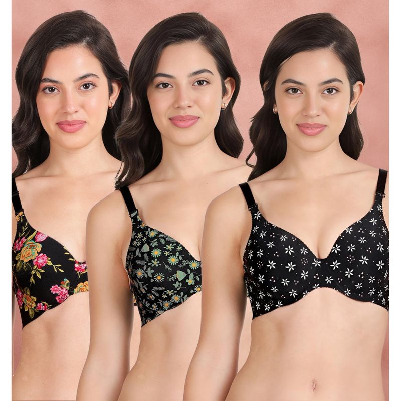 Shyaway Broad Winged Seamless Multiway Wired T-Shirt Bras (Pack of 3) (32B)