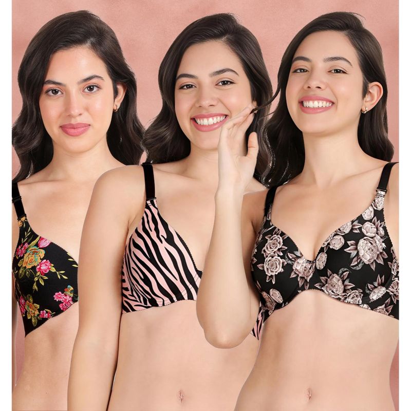 Shyaway Broad Winged Seamless Multiway Wired T-Shirt Bras (Pack of 3) (32B)