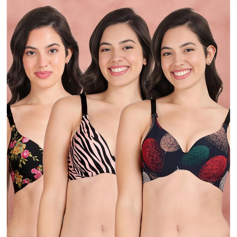 Shyaway Broad Winged Seamless Multiway Wired T-Shirt Bras (Pack of 3) (32B)