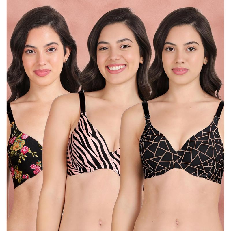 Shyaway Broad Winged Seamless Multiway Wired T-Shirt Bras (Pack of 3) (32B)