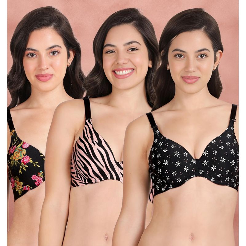 Shyaway Broad Winged Seamless Multiway Wired T-Shirt Bras (Pack of 3) (32B)