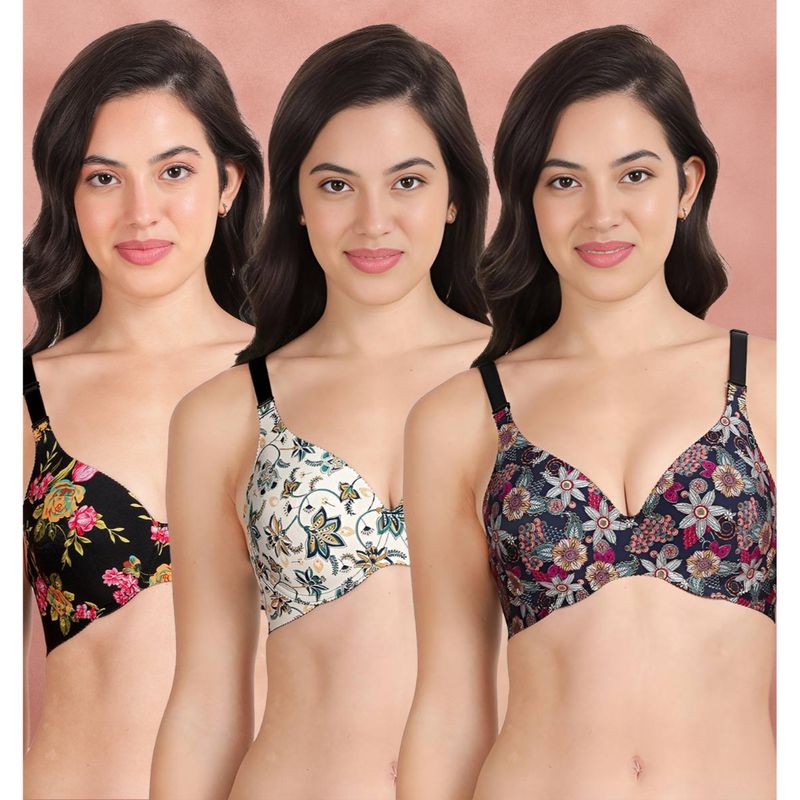 Shyaway Broad Winged Seamless Multiway Wired T-Shirt Bras (Pack of 3) (32B)