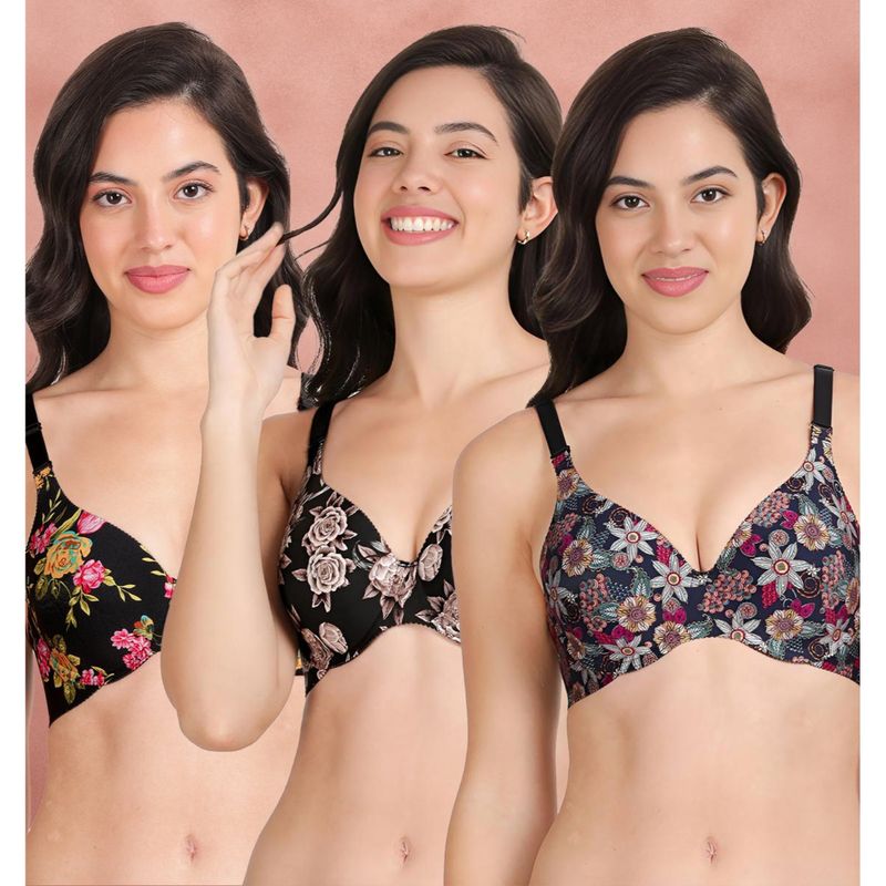 Shyaway Broad Winged Seamless Multiway Wired T-Shirt Bras (Pack of 3) (32B)