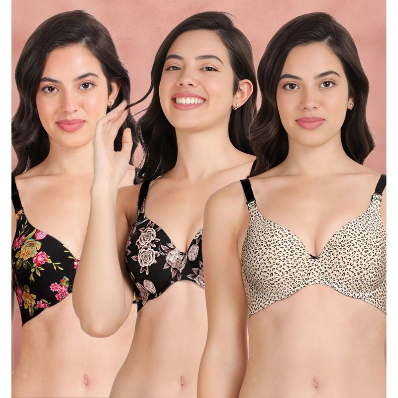 Shyaway Broad Winged Seamless Multiway Wired T-Shirt Bras (Pack of 3) (32B)