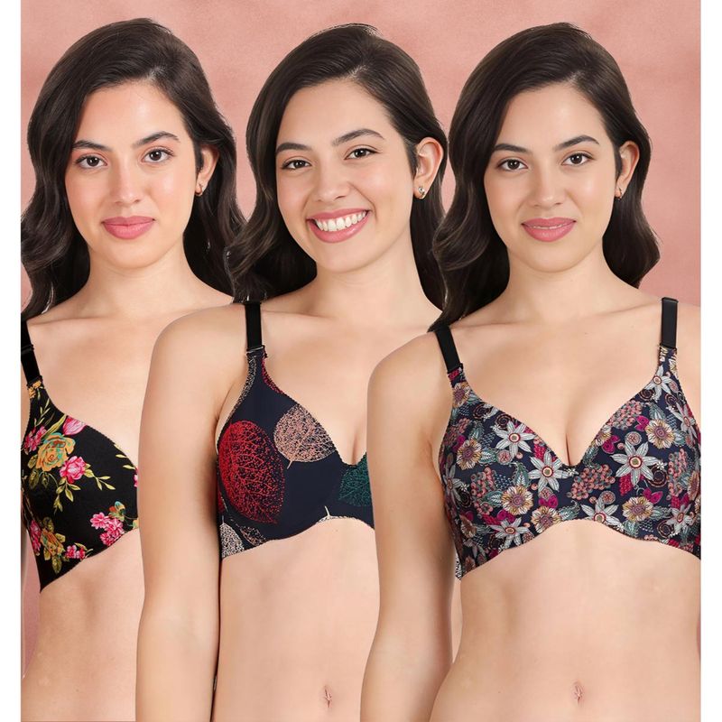 Shyaway Broad Winged Seamless Multiway Wired T-Shirt Bras (Pack of 3) (32B)