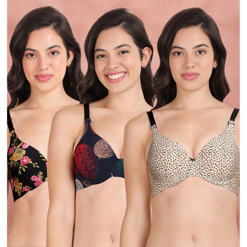 Shyaway Broad Winged Seamless Multiway Wired T-Shirt Bras (Pack of 3) (32B)