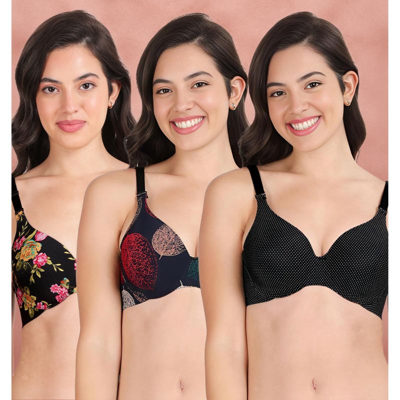 Shyaway Broad Winged Seamless Multiway Wired T-Shirt Bras (Pack of 3) (32B)