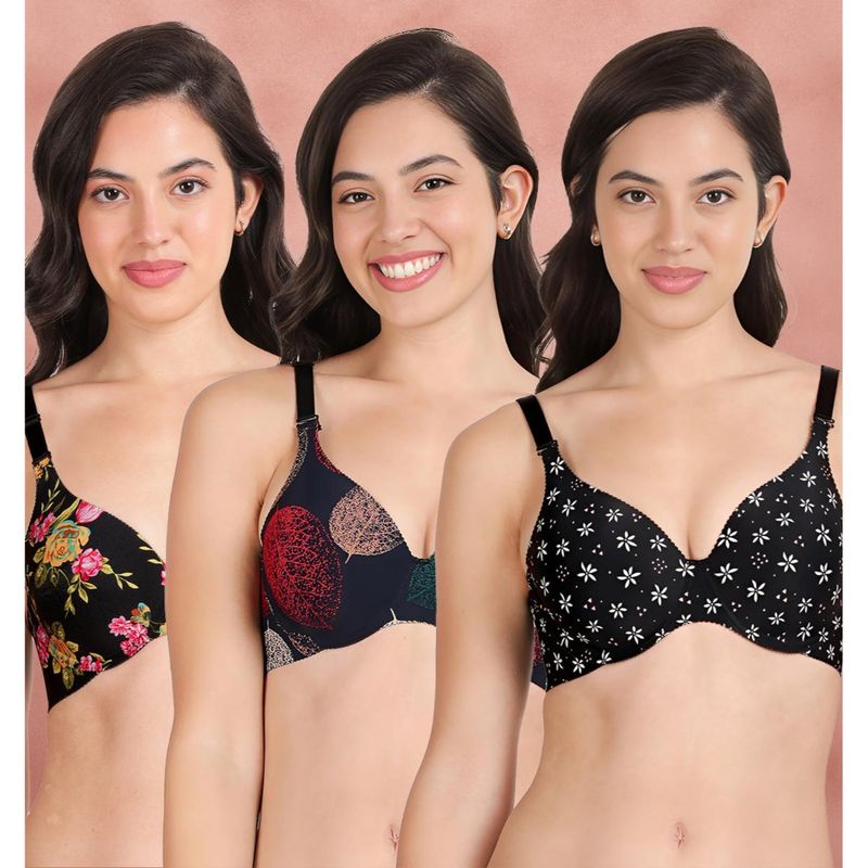 Shyaway Broad Winged Seamless Multiway Wired T-Shirt Bras (Pack of 3) (32B)