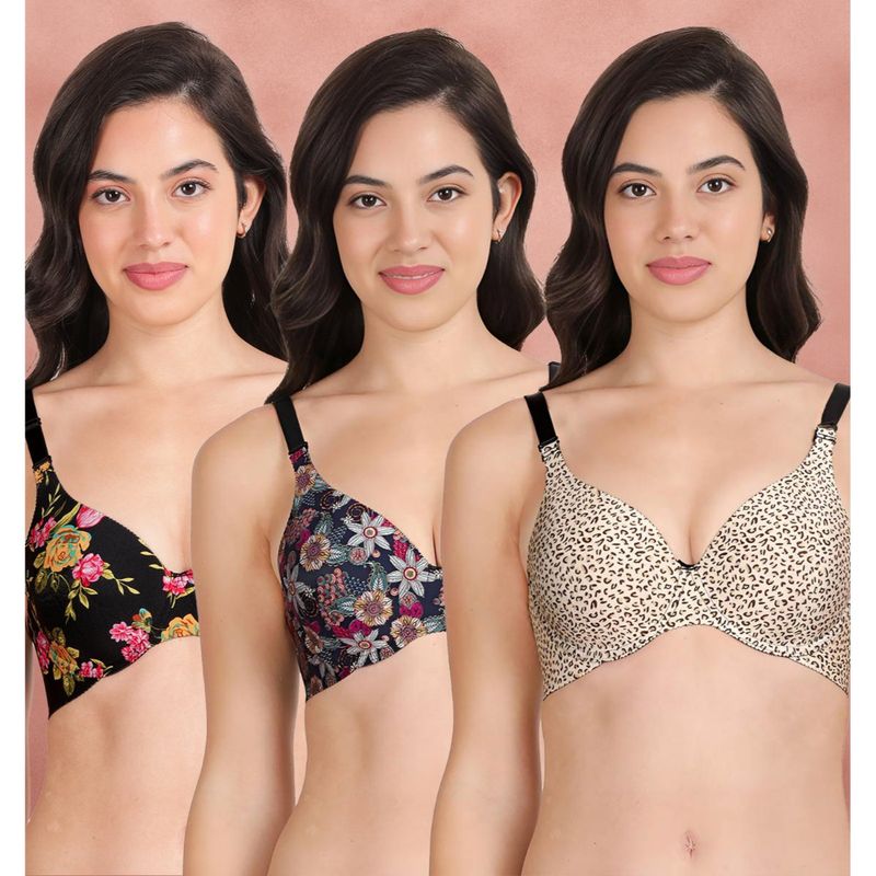 Shyaway Broad Winged Seamless Multiway Wired T-Shirt Bras (Pack of 3) (32B)