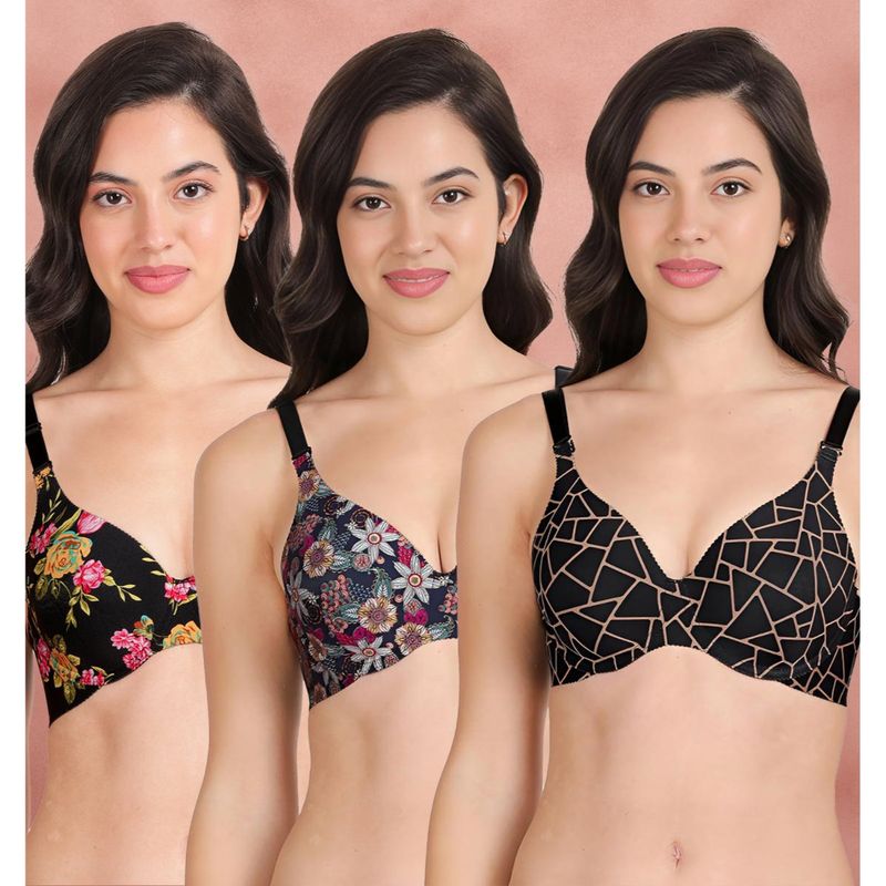 Shyaway Broad Winged Seamless Multiway Wired T-Shirt Bras (Pack of 3) (32B)