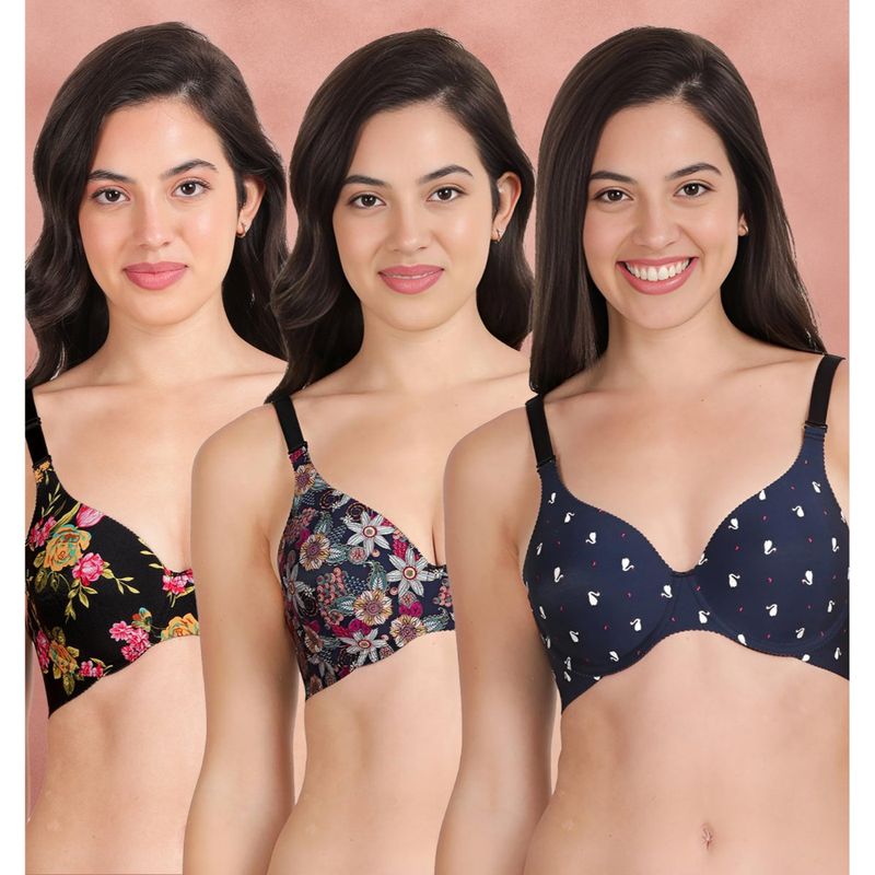 Shyaway Broad Winged Seamless Multiway Wired T-Shirt Bras (Pack of 3) (32B)