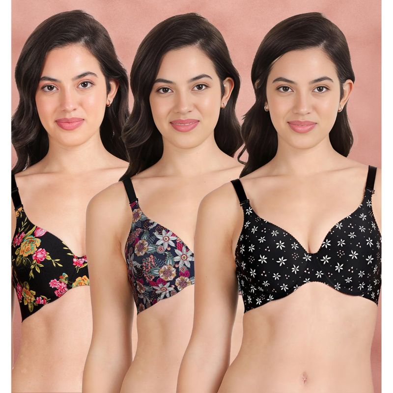 Shyaway Broad Winged Seamless Multiway Wired T-Shirt Bras (Pack of 3) (32B)