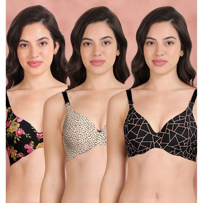 Shyaway Broad Winged Seamless Multiway Wired T-Shirt Bras (Pack of 3) (32B)