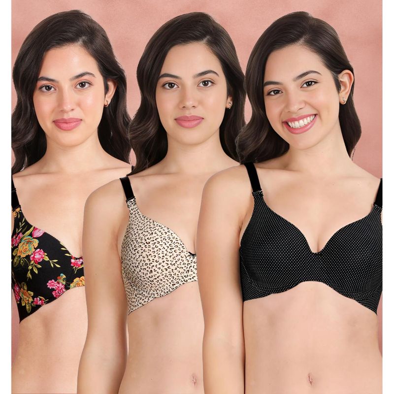 Shyaway Broad Winged Seamless Multiway Wired T-Shirt Bras (Pack of 3) (32B)