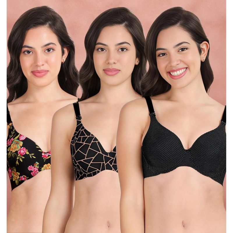Shyaway Broad Winged Seamless Multiway Wired T-Shirt Bras (Pack of 3) (32B)