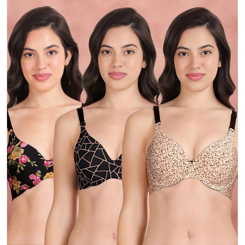 Shyaway Broad Winged Seamless Multiway Wired T-Shirt Bras (Pack of 3) (32B)