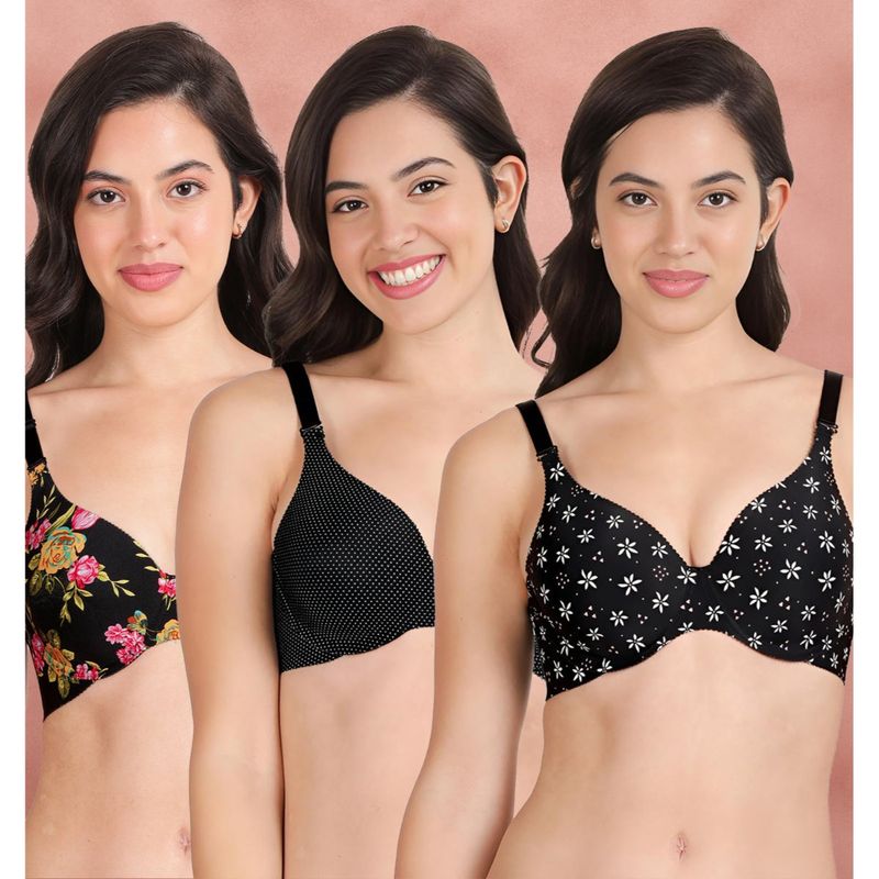 Shyaway Broad Winged Seamless Multiway Wired T-Shirt Bras (Pack of 3) (32B)
