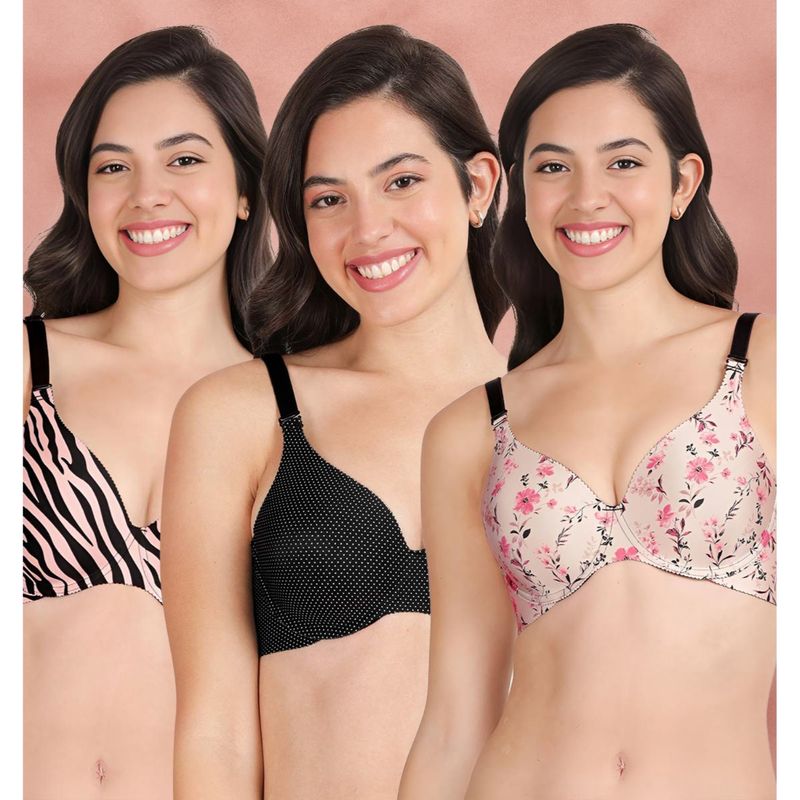 Shyaway Broad Winged Seamless Multiway Wired T-Shirt Bras (Pack of 3) (32B)