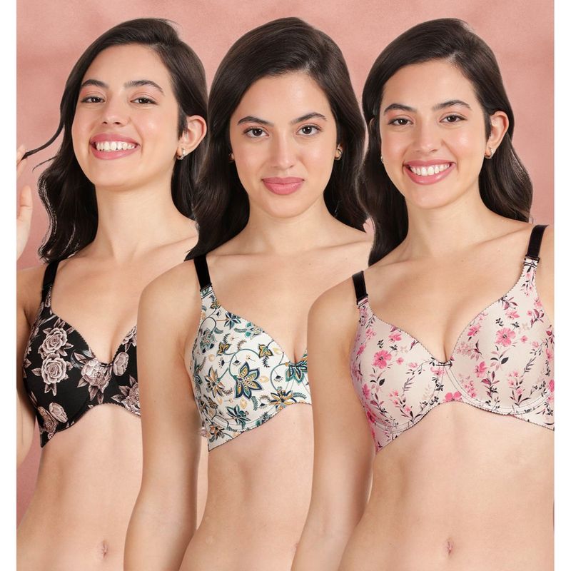 Shyaway Broad Winged Seamless Multiway Wired T-Shirt Bras (Pack of 3) (32B)