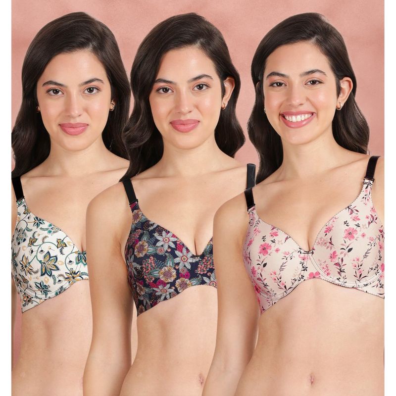 Shyaway Broad Winged Seamless Multiway Wired T-Shirt Bras (Pack of 3) (32B)