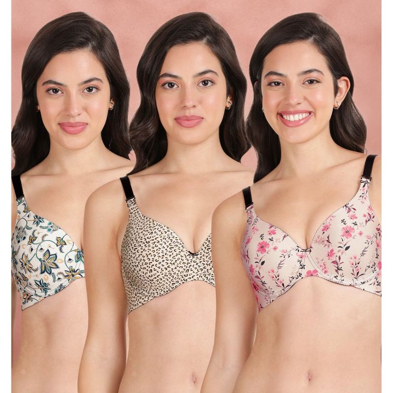 Shyaway Broad Winged Seamless Multiway Wired T-Shirt Bras (Pack of 3) (32B)