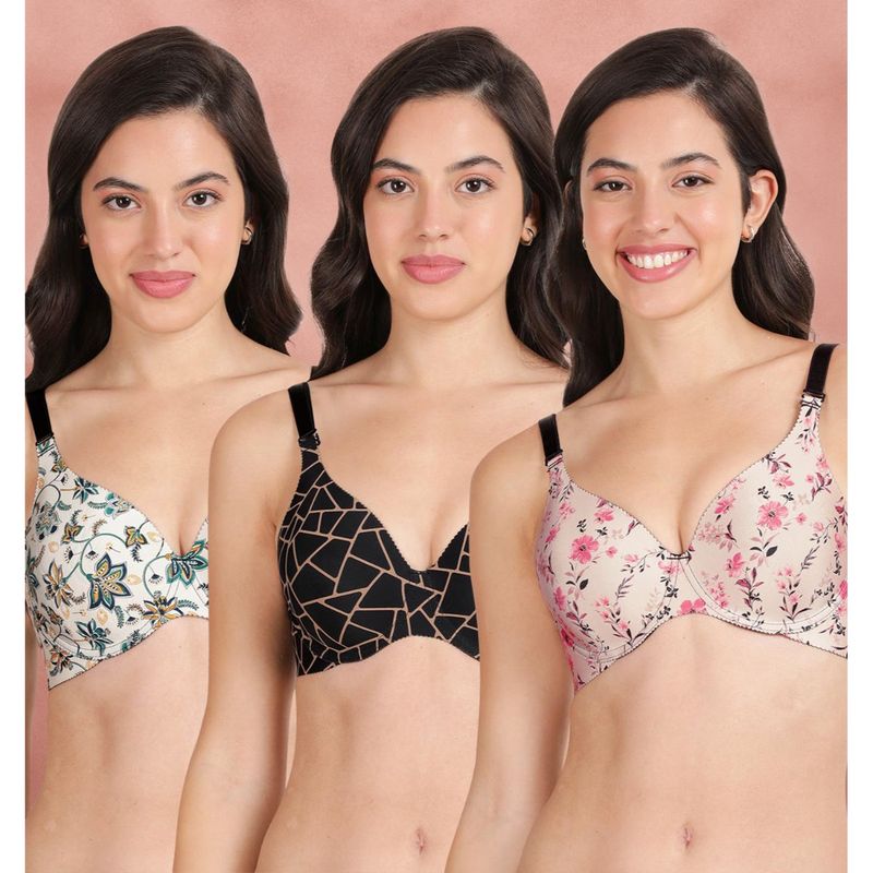 Shyaway Broad Winged Seamless Multiway Wired T-Shirt Bras (Pack of 3) (32B)