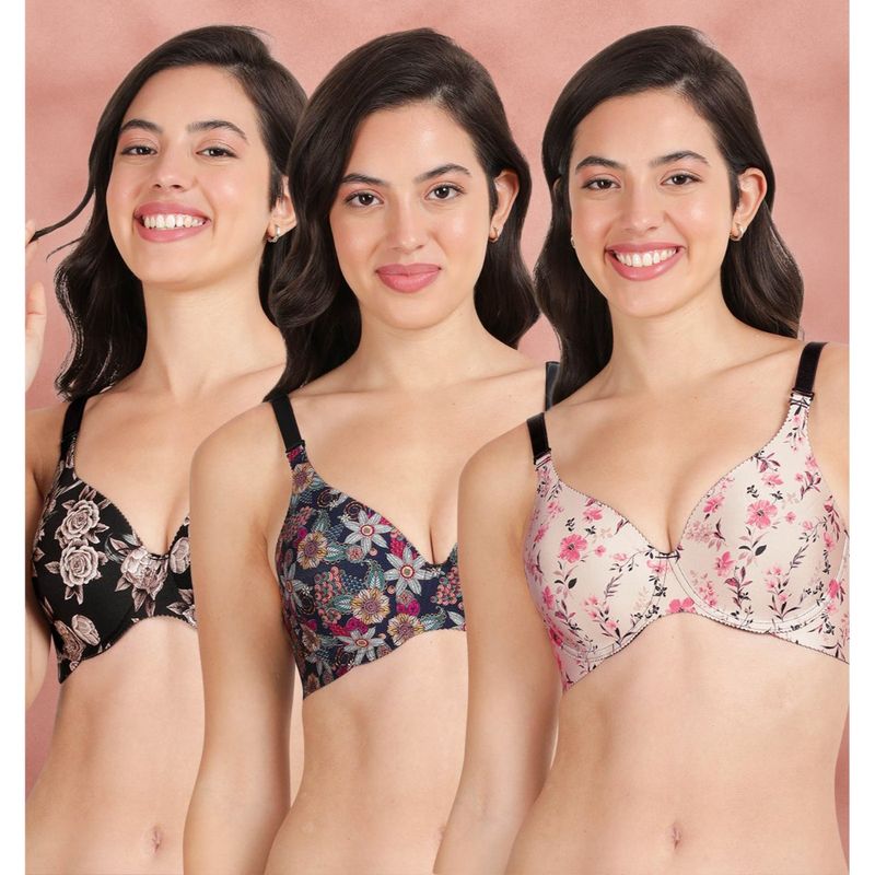 Shyaway Broad Winged Seamless Multiway Wired T-Shirt Bras (Pack of 3) (32B)