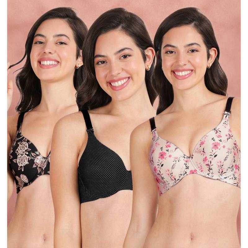 Shyaway Broad Winged Seamless Multiway Wired T-Shirt Bras (Pack of 3) (32B)