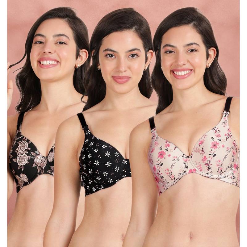 Shyaway Broad Winged Seamless Multiway Wired T-Shirt Bras (Pack of 3) (32B)