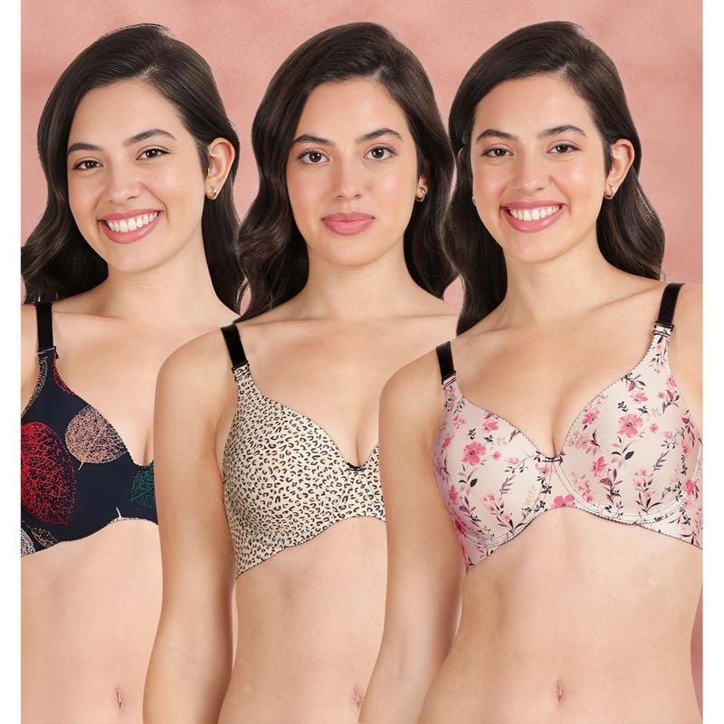 Shyaway Broad Winged Seamless Multiway Wired T-Shirt Bras (Pack of 3) (32B)