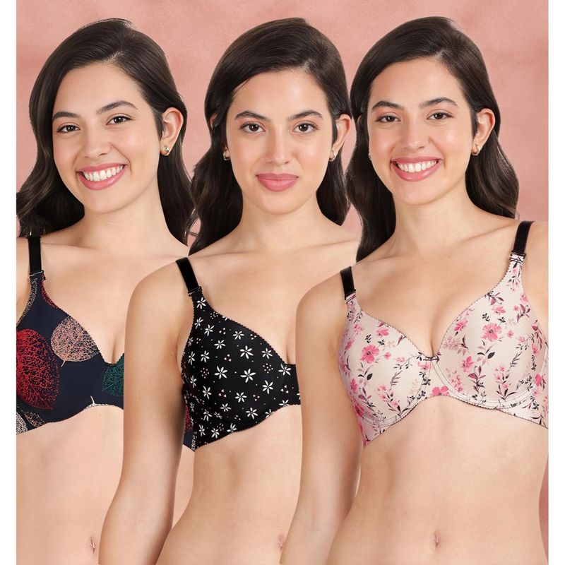 Shyaway Broad Winged Seamless Multiway Wired T-Shirt Bras (Pack of 3) (32B)