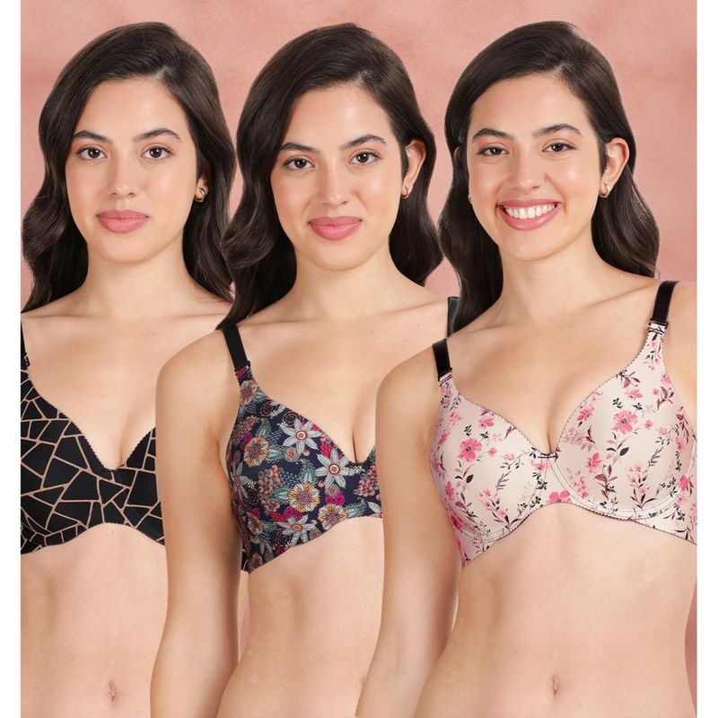 Shyaway Broad Winged Seamless Multiway Wired T-Shirt Bras (Pack of 3) (32B)