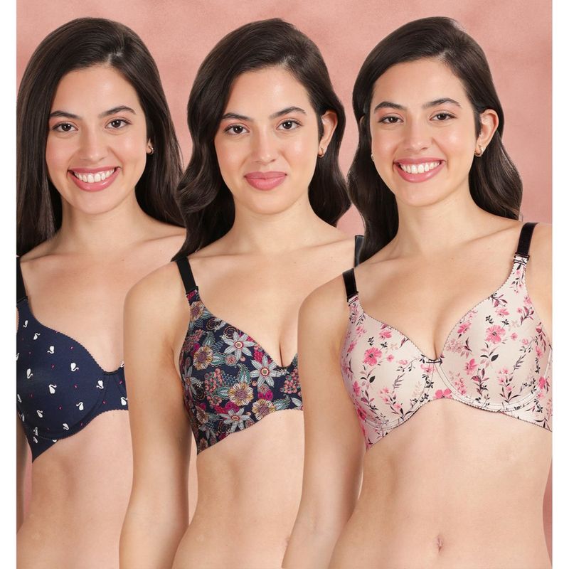 Shyaway Broad Winged Seamless Multiway Wired T-Shirt Bras (Pack of 3) (32B)