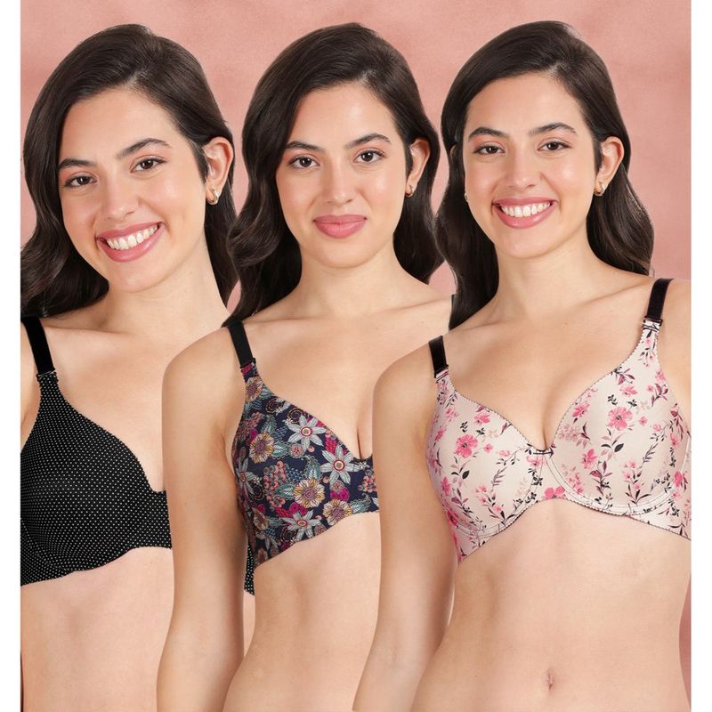 Shyaway Broad Winged Seamless Multiway Wired T-Shirt Bras (Pack of 3) (32B)