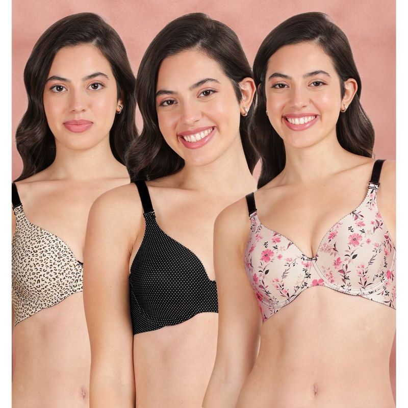 Shyaway Broad Winged Seamless Multiway Wired T-Shirt Bras (Pack of 3) (32B)
