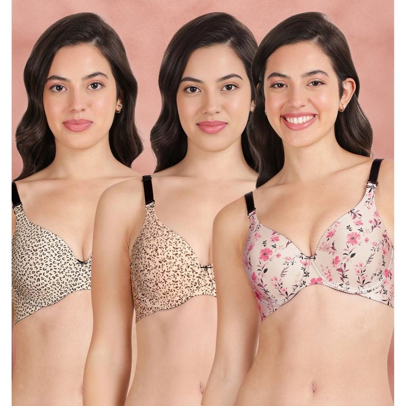 Shyaway Broad Winged Seamless Multiway Wired T-Shirt Bras (Pack of 3) (32B)