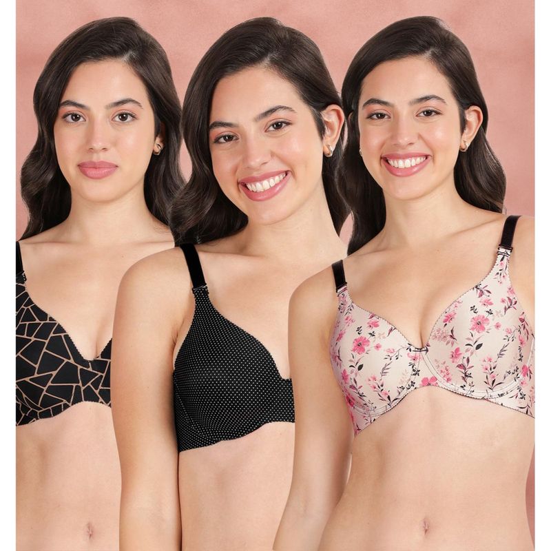 Shyaway Broad Winged Seamless Multiway Wired T-Shirt Bras (Pack of 3) (32B)